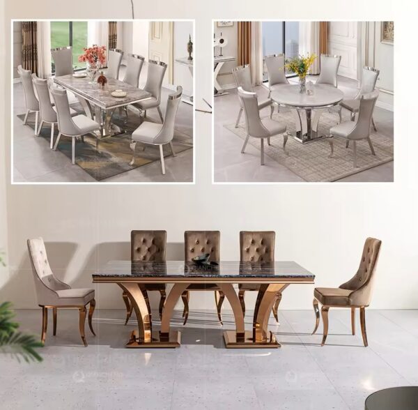 Dining tables kitchen gray marble dining room sets of six chairs - Image 2