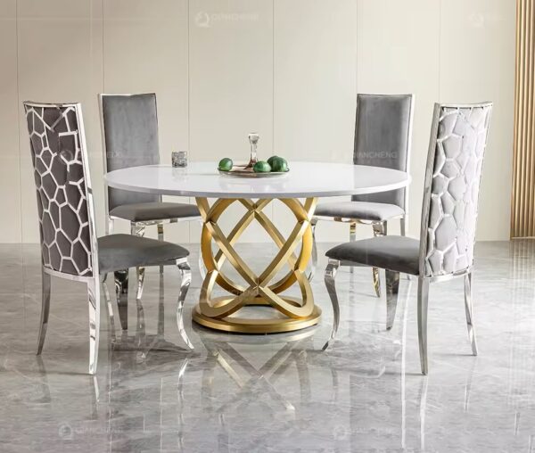 10 seater round metal dining table and chair - Image 2