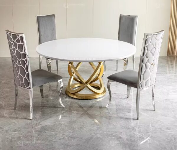10 seater round metal dining table and chair - Image 3