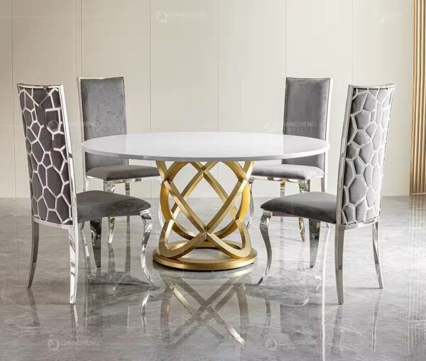 10 seater round metal dining table and chair - Image 5