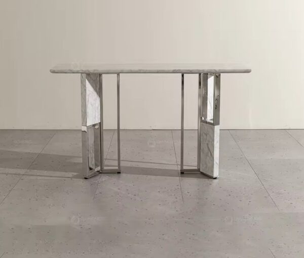 Mirror console table stainless steel carving elegance marble accent long entry hallway table - Image 4