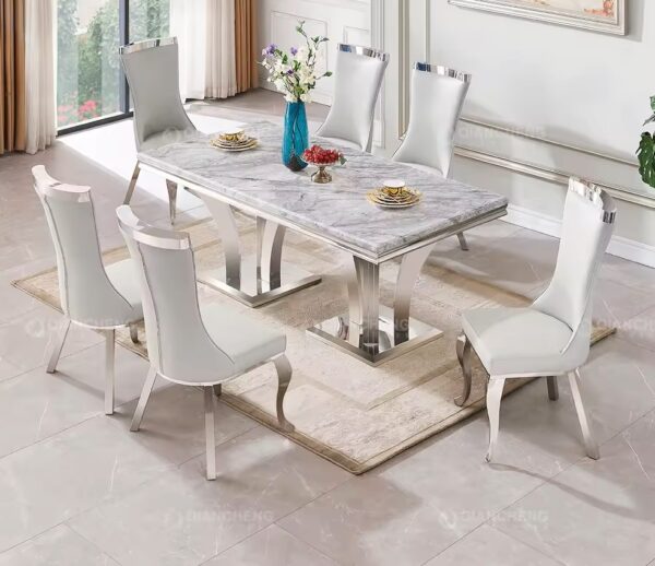 Dining tables kitchen gray marble dining room sets of six chairs - Image 6