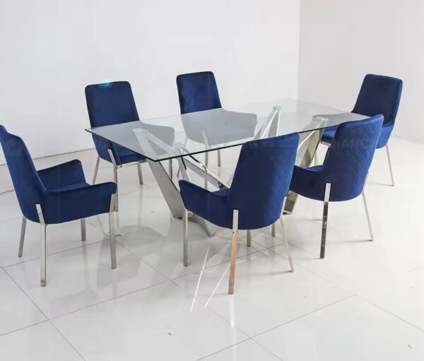Black tempered glass dining table and 4 chairs set furniture - Image 2