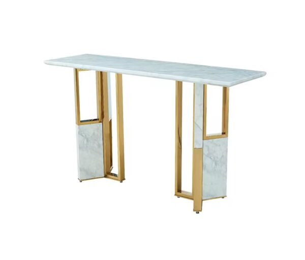 Mirror console table stainless steel carving elegance marble accent long entry hallway table - Image 5