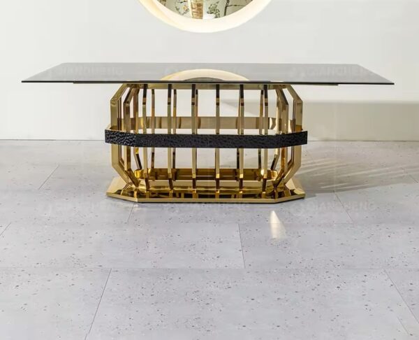 Black tempered glass top contemporary dining room table sets - Image 6