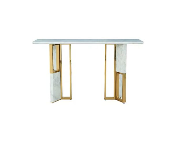 Mirror console table stainless steel carving elegance marble accent long entry hallway table - Image 6