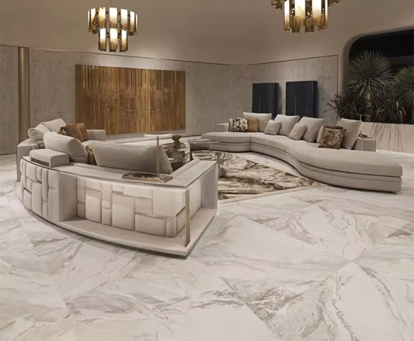 velvet leather circle round shape couch sectional sofa - Image 2