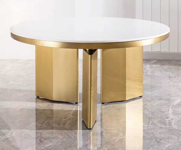 marble stainless steel table dinning room furniture 6 seater dining table set - Image 5