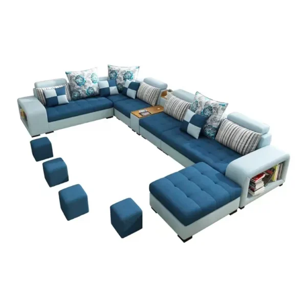 Fabric Sectional Sofa Cum Bed u shaped Corner sofa set 7 seater - Image 6