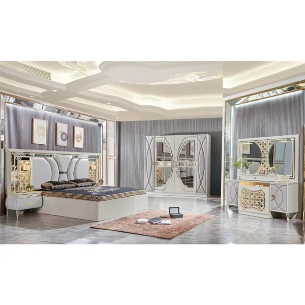 Luxury Antique Bedroom Furniture Set Queen Bed Italian Mirrored Camas Moderns Bedroom Furniture Sets
