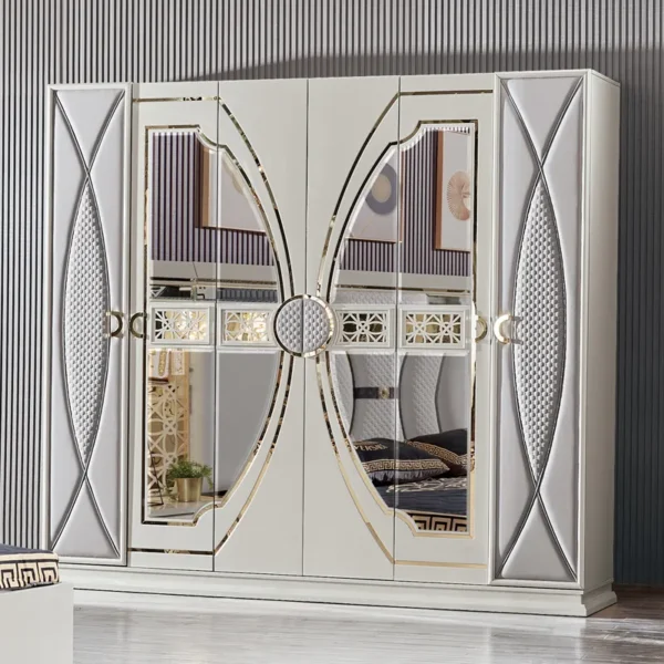 Luxury Antique Bedroom Furniture Set Queen Bed Italian Mirrored Camas Moderns Bedroom Furniture Sets - Image 3