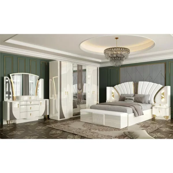 2025 New Design Wood Full King Size Bed Set Double Home Room Wooden Frame Complete Modern Luxury Furniture Bedroom Sets - Image 3