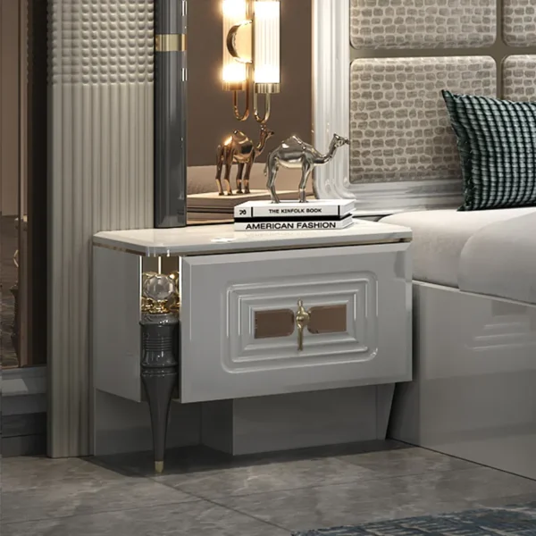 Luxury Home Wood Frame Double King Size Bed Room Suite Lighted Headboard Full Set Modern Wooden Furniture Bedroom Sets - Image 3