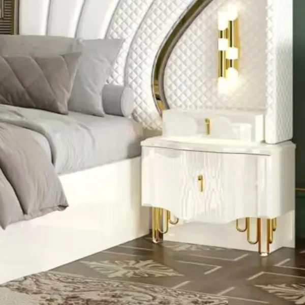 2025 New Design Wood Full King Size Bed Set Double Home Room Wooden Frame Complete Modern Luxury Furniture Bedroom Sets - Image 4