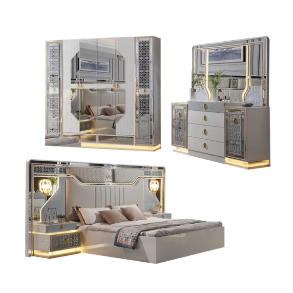 High Quality Light Luxury Modern Simple Leather Bed Bedroom Furniture Double 1.8m King Size Bed - Image 6