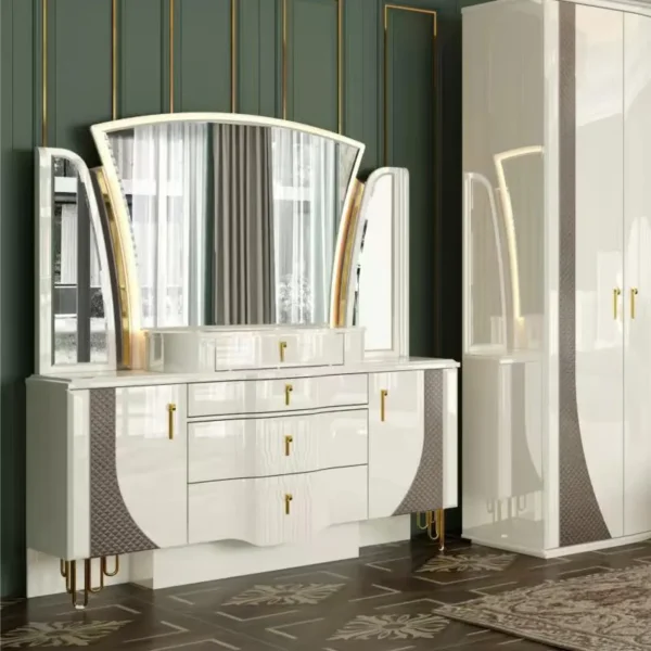 2025 New Design Wood Full King Size Bed Set Double Home Room Wooden Frame Complete Modern Luxury Furniture Bedroom Sets - Image 6