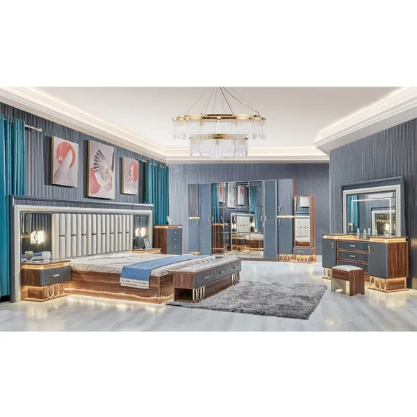 Modern Luxury Bedroom Furniture Bedroom Suit Bed White Leather Bed Home Furniture Bedroom Set Standard Size - Image 6